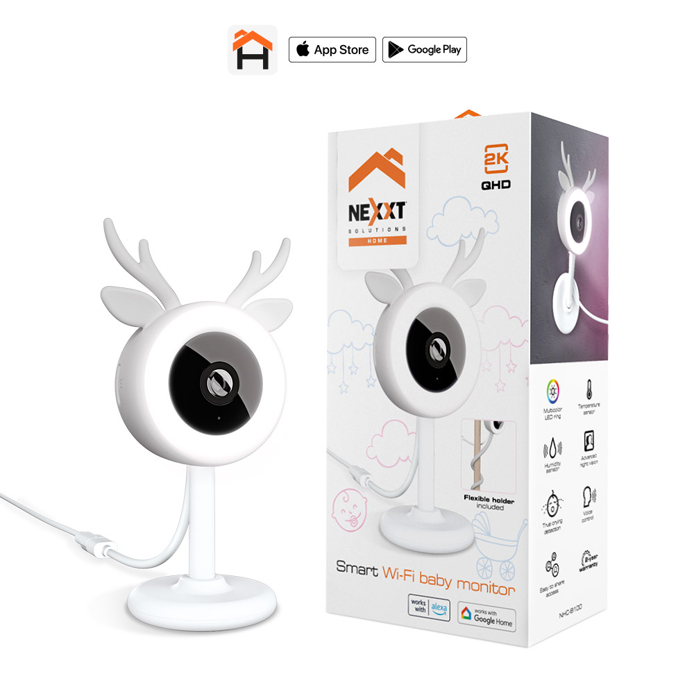 Monitor Camara Inteligente Wi-Fi Para Bebé 2k Con Luz RGB Nexxt