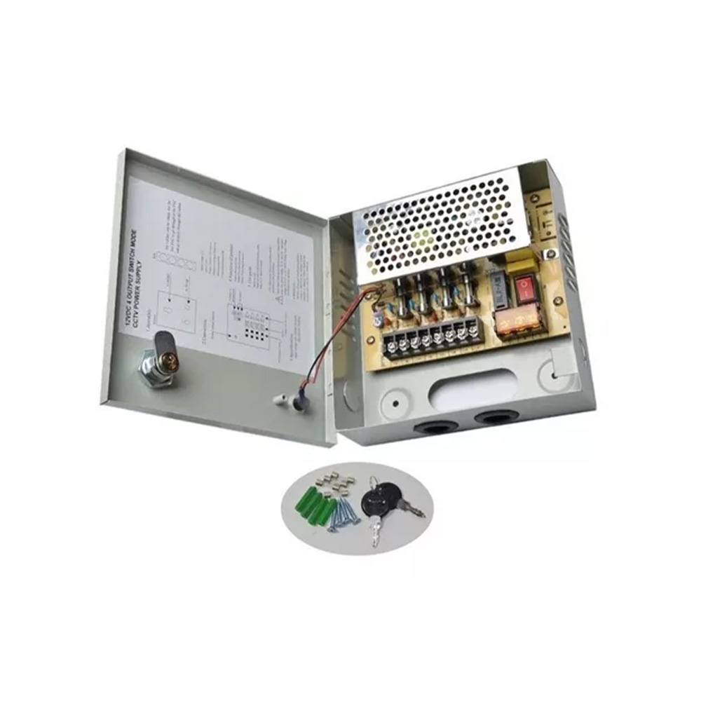 Fuente de Poder 12V 5A 4 Canales Switching con Gabinete