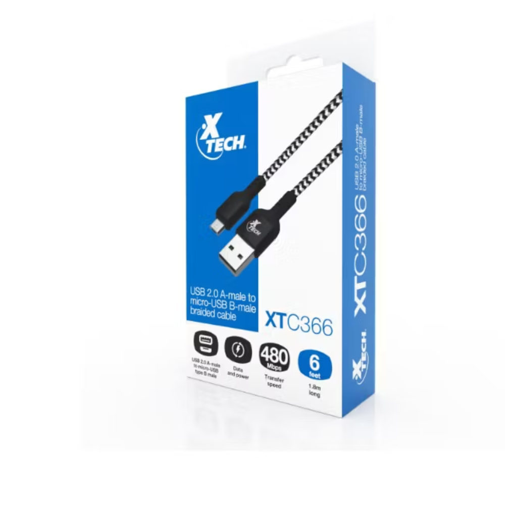 Cable XTech XTC-366, USB 2.0 Tipo-A M a micro USB Tipo-B M