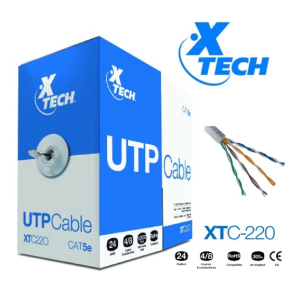 Cable Utp Categoria 5e Gris De 305 Mts Xtech