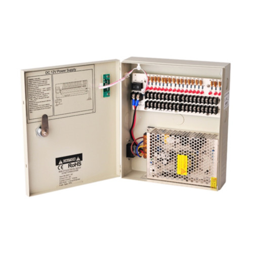 Fuente de Poder 12V 30A Para 18 Canales Switching con Gabinete