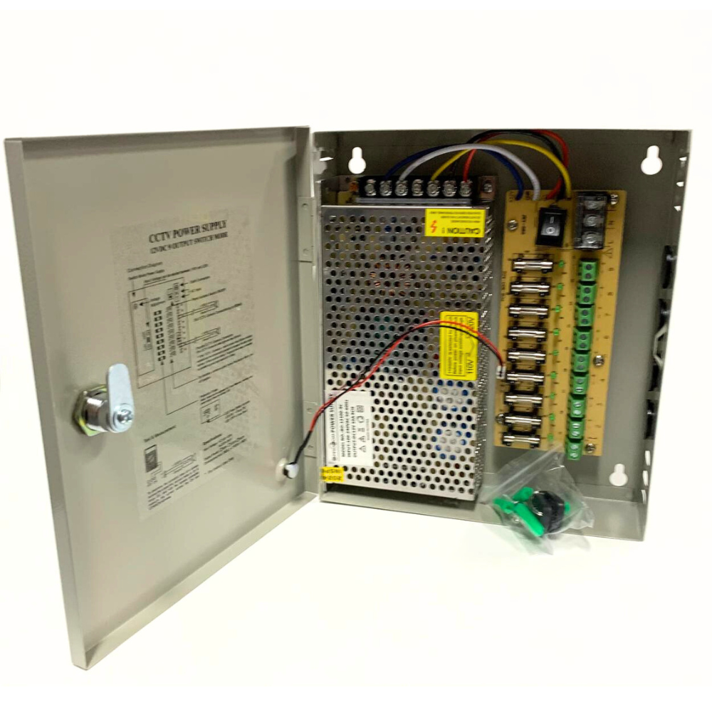 Fuente de Poder con Gabinete 5A 12V para 9 Canales