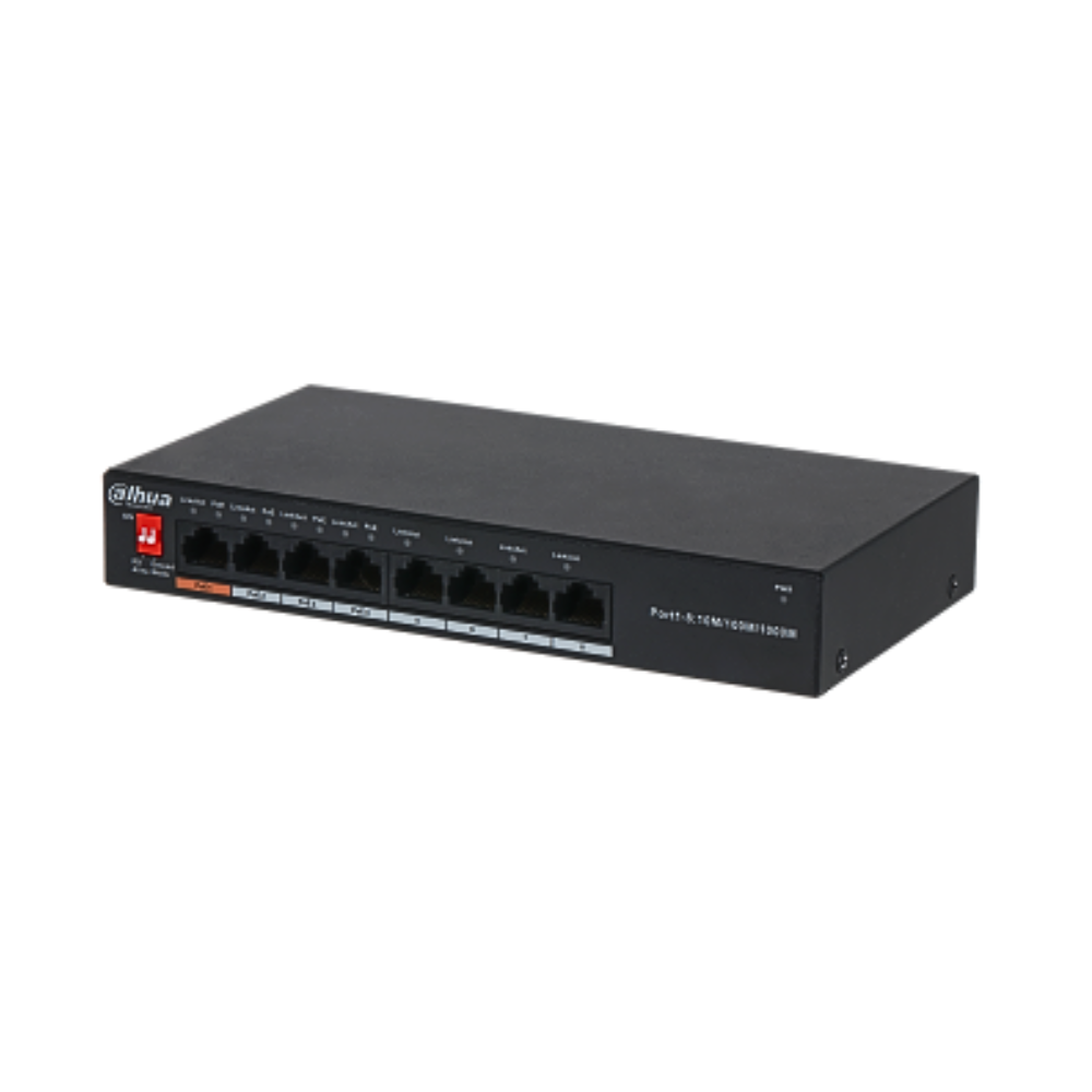 Switch administrado 8 puertos con PoE 4 puertos Dahua