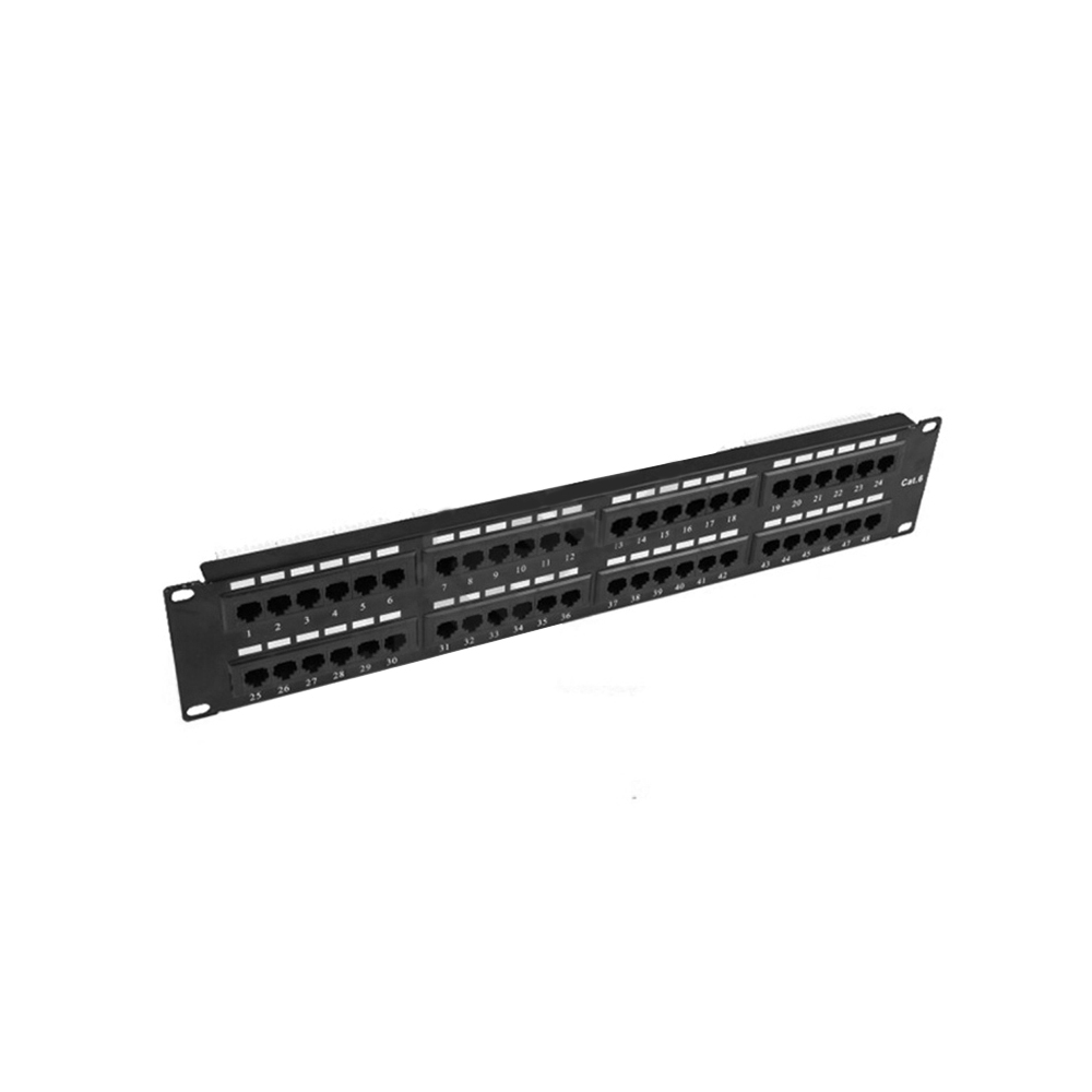 Patch Panel Cat5e 48 Puertos RJ45 6 Puertos como una Unidad .2U 19 Corona y 110 Doble IDC