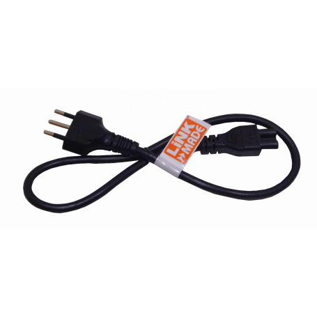 0.6MT Negro Trebol-C5-Hembra Chile-Macho Cable de Poder 6A 3X0.75MM2 60CM