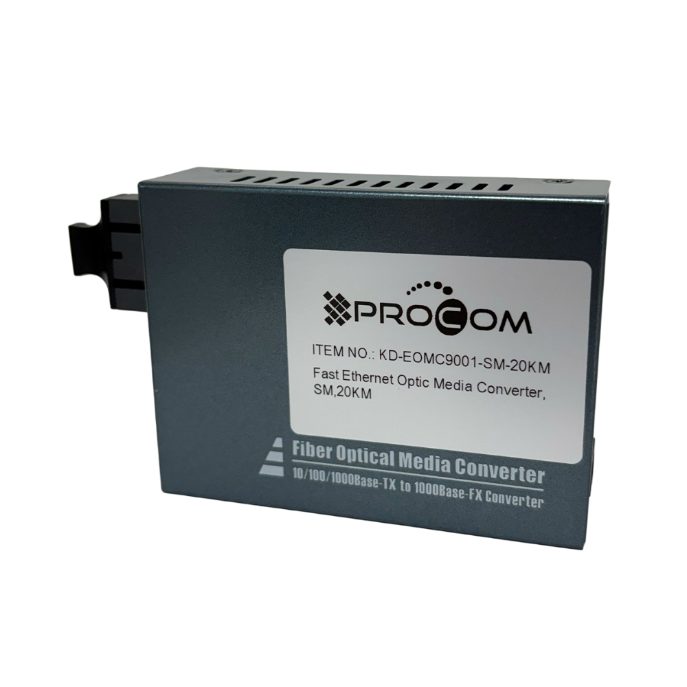 Media converter SM, 20KM ethernet fibra óptica rápido