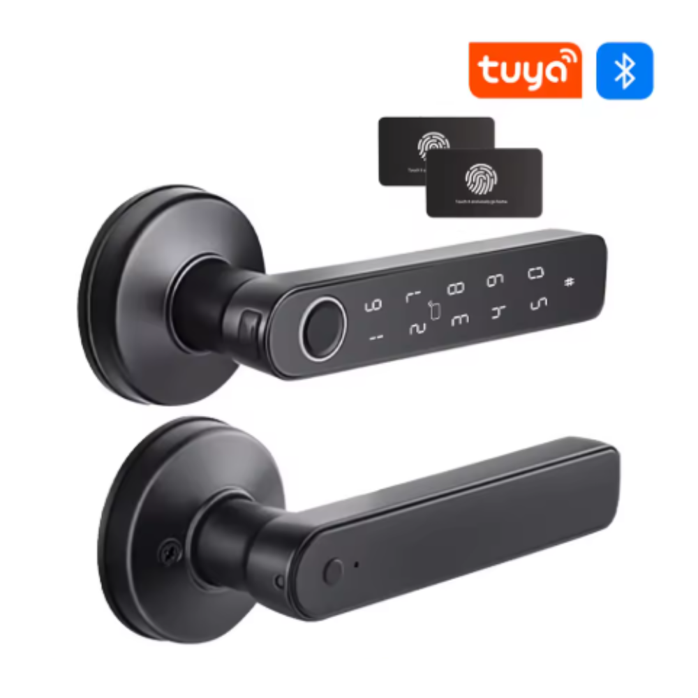 Cerradura de puerta digital inteligente con huella dactilar Tuya BLE M5, compatible con contraseña, llave, tarjeta IC (opcional), Smartlife y desbloqueo mediante la aplicación Tuya.